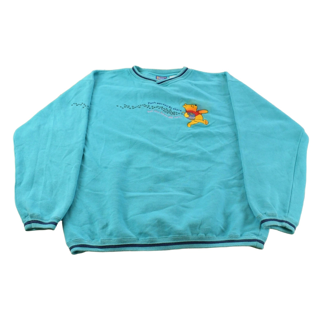 Vintage 1990s Disney Winnie The Pooh Winter Crewneck Sweatshirt Men's L