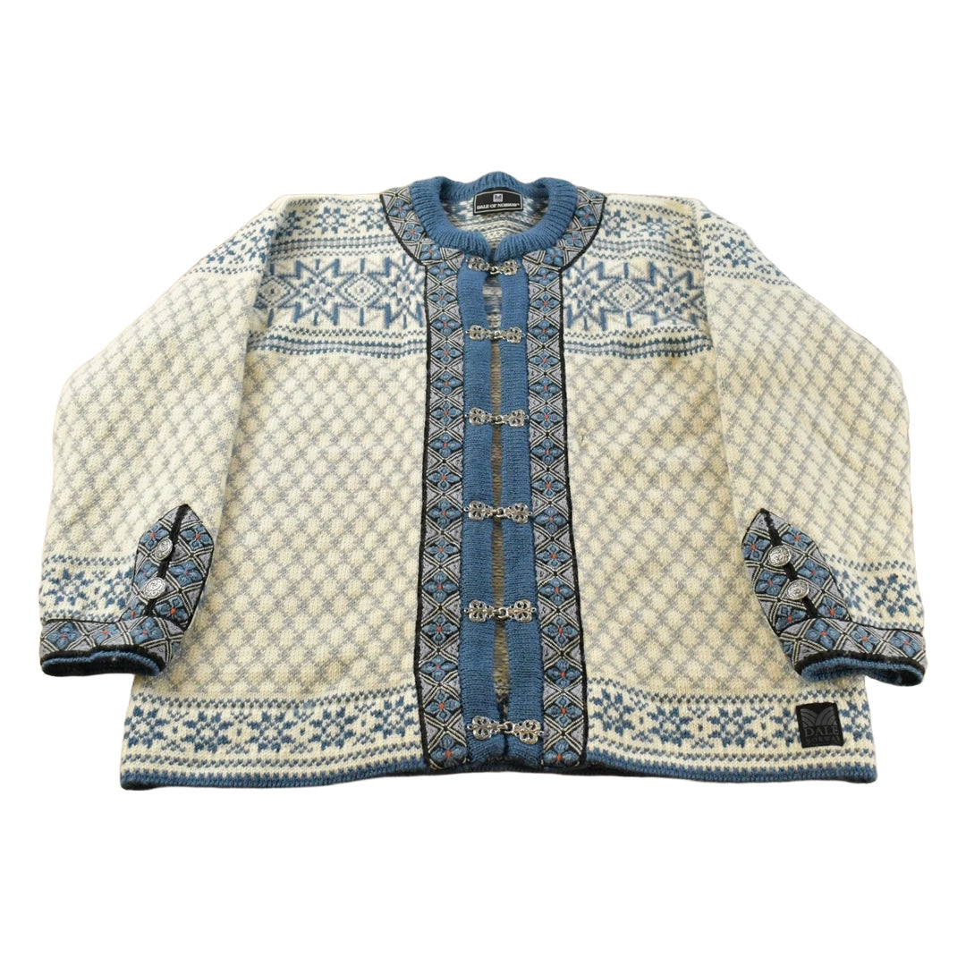 Vintage 1990s Dale Of Norway Wool Knit Cardigan Sweater Women's XL
