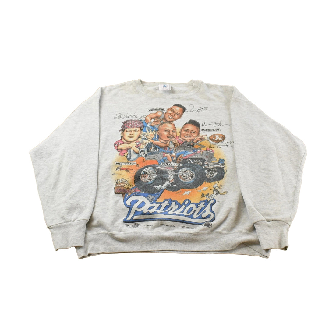 Vintage 1994 New England Patriots NFL Caricatures Crewneck Sweatshirt Men's XL