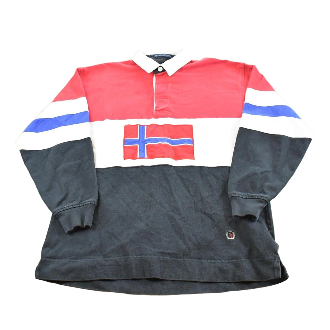 Vintage 1990s Tommy Hilfiger Norway Flag Rugby Shirt Men's L