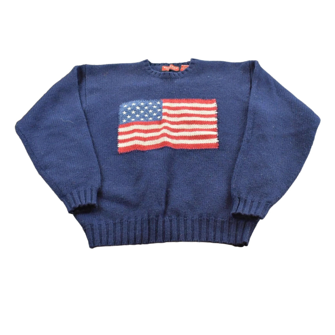 Vintage 1990s Britches American Flag Shetland Wool Knit Crewneck Sweater Mens M