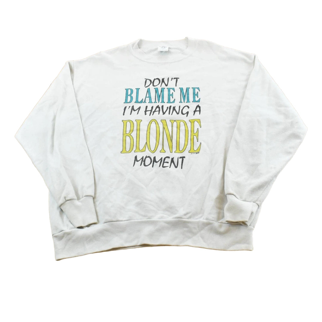 Vintage 1993 Having A Blonde Moment Funny Parody Crewneck Sweatshirt Men's L