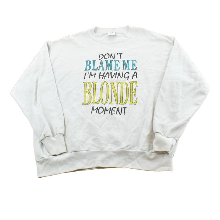 Vintage 1993 Having A Blonde Moment Funny Parody Crewneck Sweatshirt Men's L
