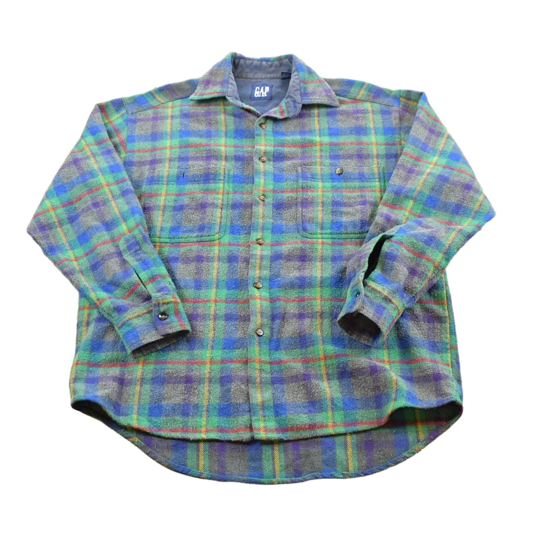 Vintage 1990s GAP Plaid Flannel Button Up Shirt Men's M