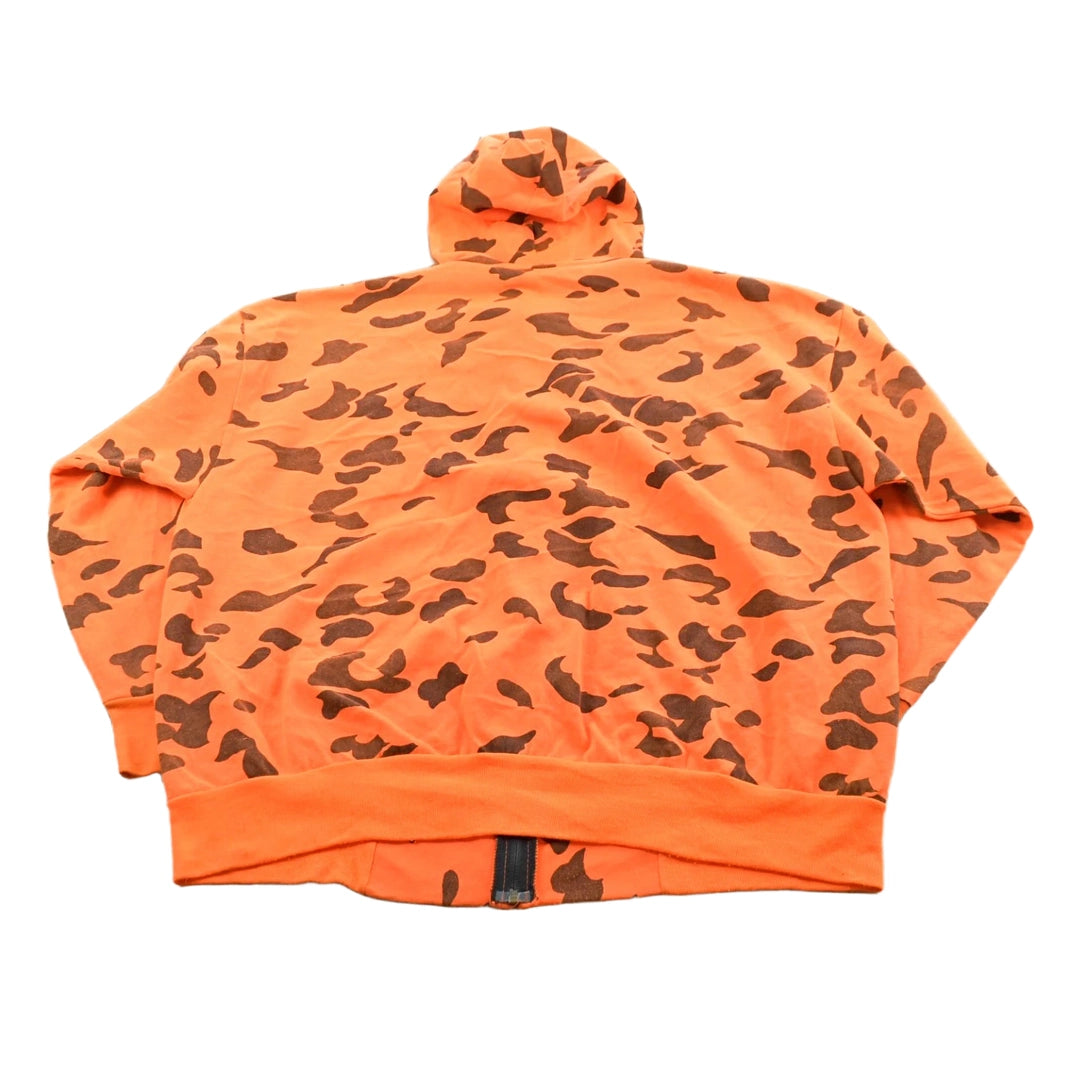 Vintage 1990s Ace Sportswear High Visibility Camo Orange Hoodie Men's 2XL