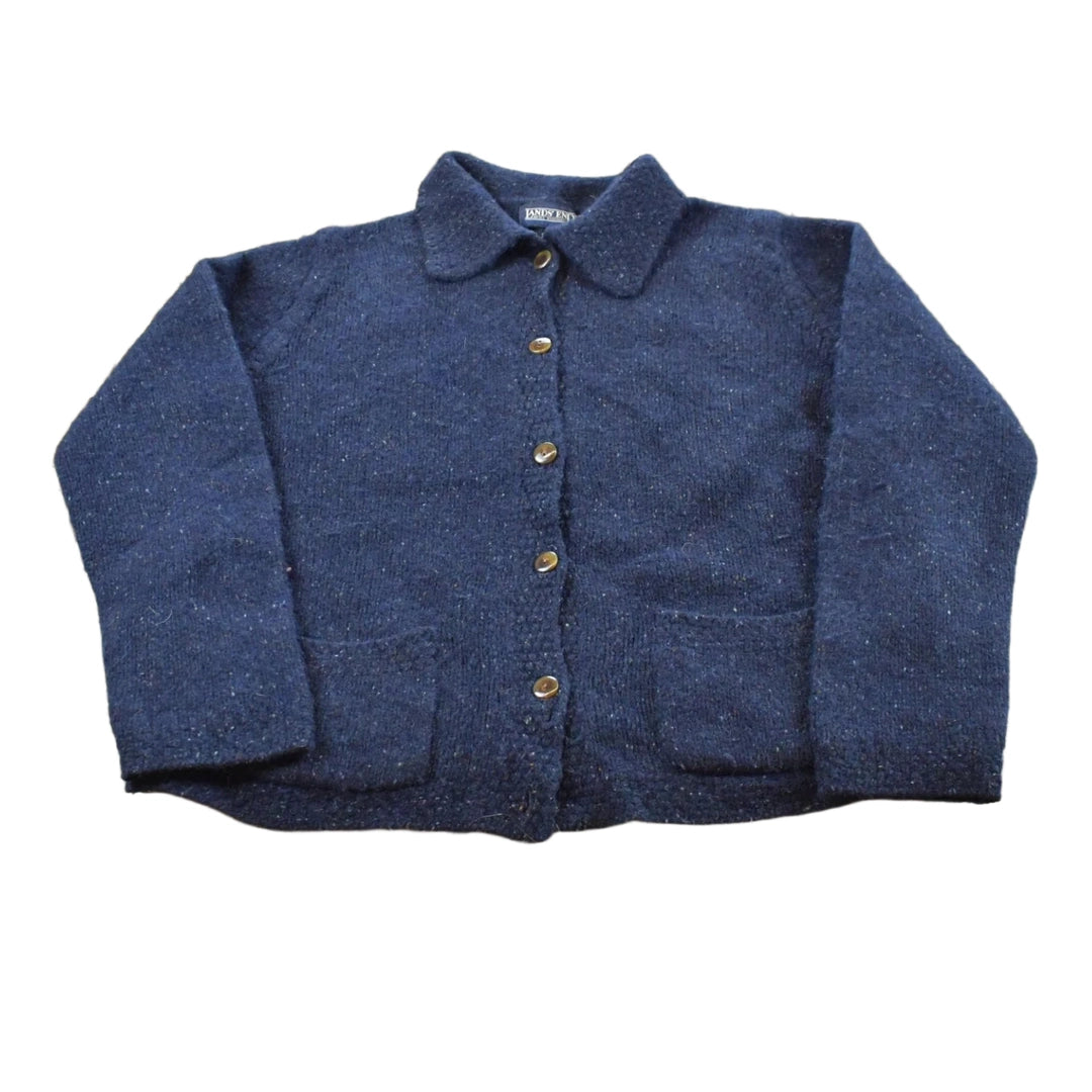 Vintage 1990s Lands End Knit Cardigan Sweater Womens L