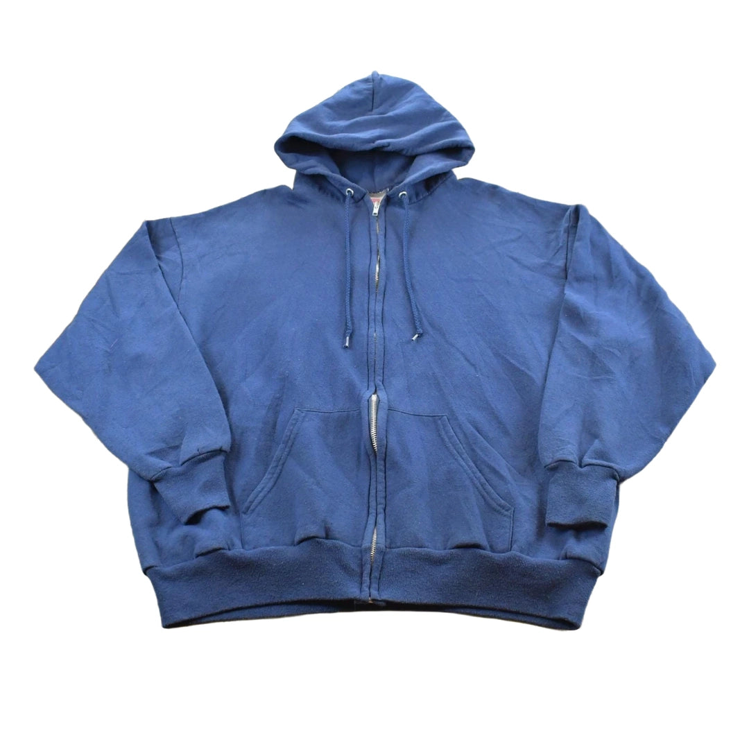 Vintage 1990s Hanes Her Way Blue Zip Up Hoodie Mens XL