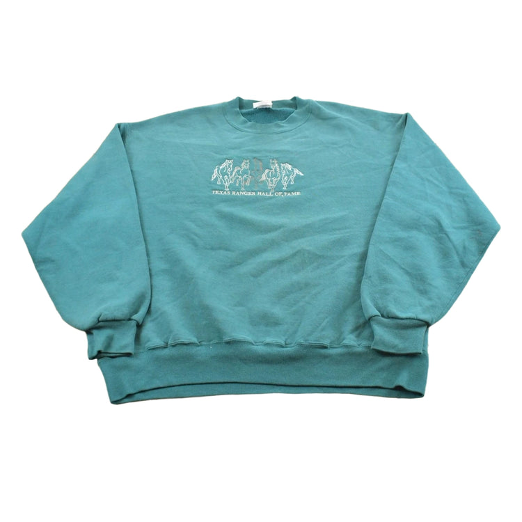 Vintage 1990s Texas Rangers Hall of Game Horses Embroidered Sweatshirt Men's M