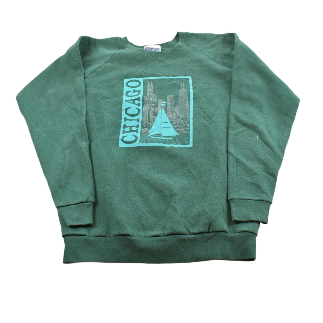 Vintage 1990s Sailboat Chicago Souvenir Crewneck Sweatshirt Youth XL