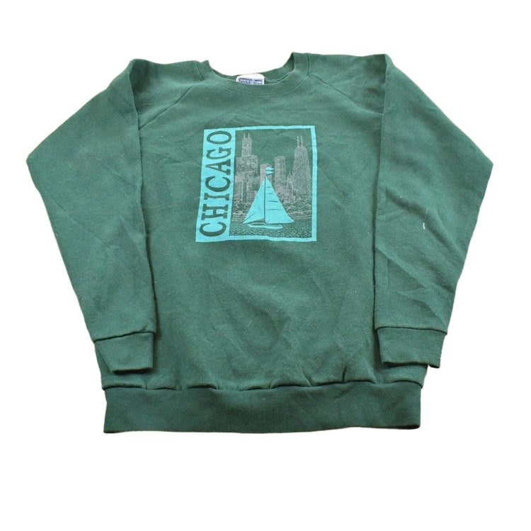 Vintage 1990s Sailboat Chicago Souvenir Crewneck Sweatshirt Youth XL