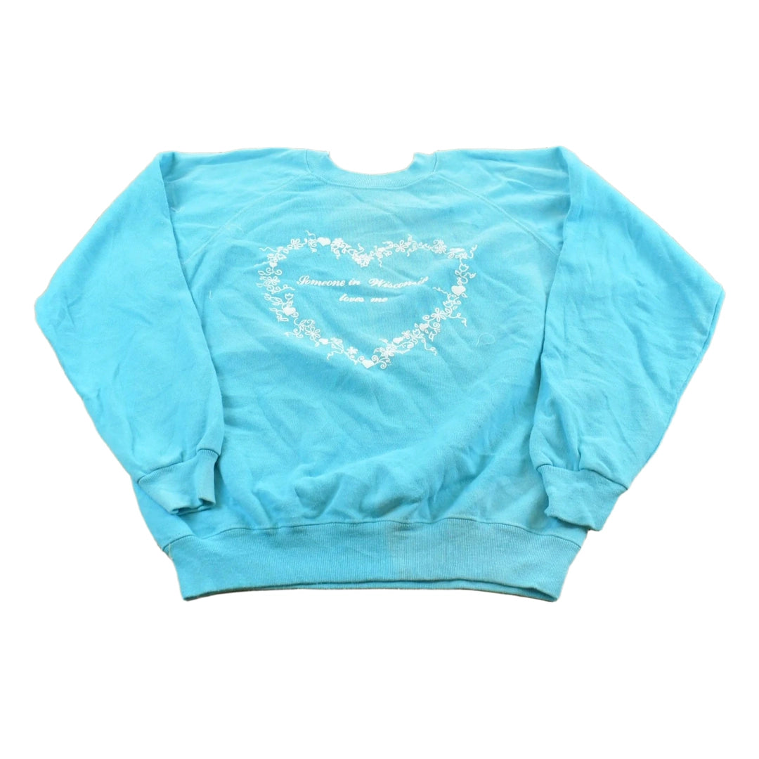 Vintage 1980s Hanes Wisconsin Love Raglan Crewneck Sweatshirt Men's S