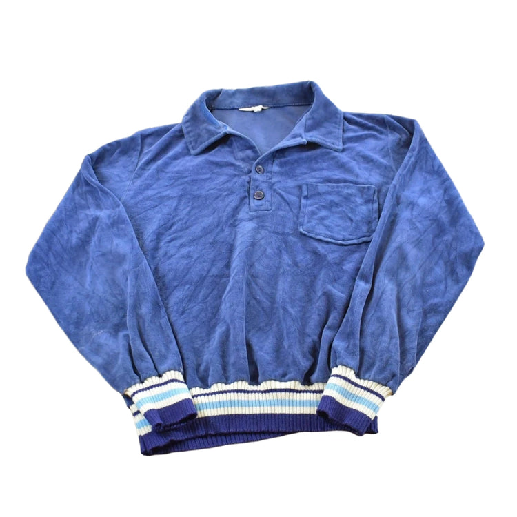 Vintage 1980s Majestic Collared Velour Sweater Men's S