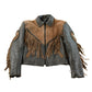 Vintage 1980s Leather Western Fringe Jacket Women's Small