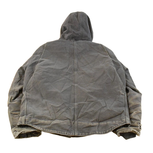 Vintage 1990s Thrashed Carhartt Distressed Canvas Hooded Jacket Men's L Tall