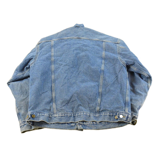 Vintage 1990s Carhartt Distressed Blanket Lined Denim Work Jacket Men's L