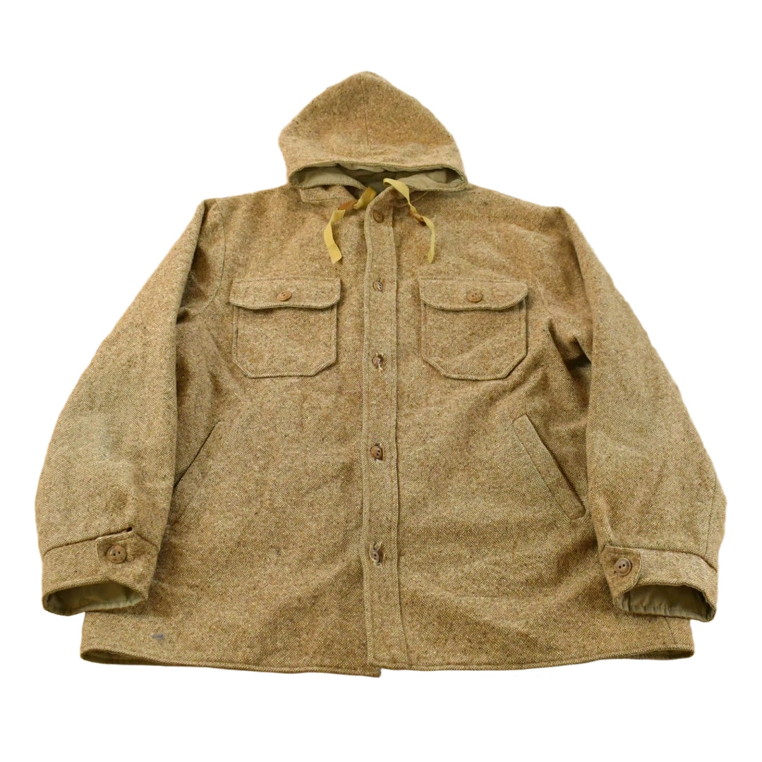 Vintage 1990s Flannel Hooded Reversible Wool Jacket Men's L