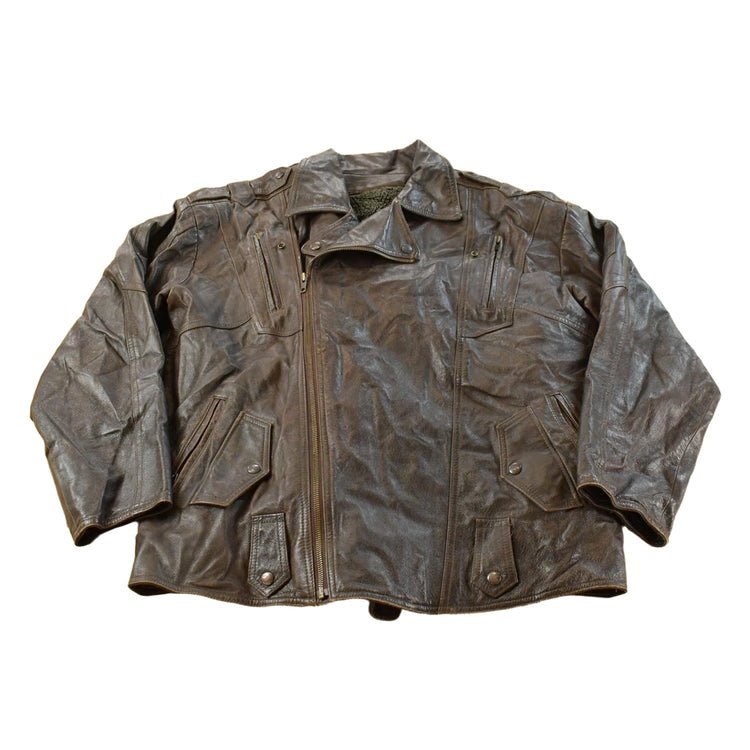 Vintage 1990s Passport Leather Motorcycle Biker Jacket Men's L