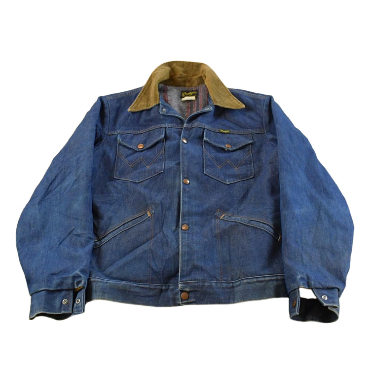 Vintage 1970s Wrangler Western Wear Blanket Lined Denim Jean Jacket Men's M