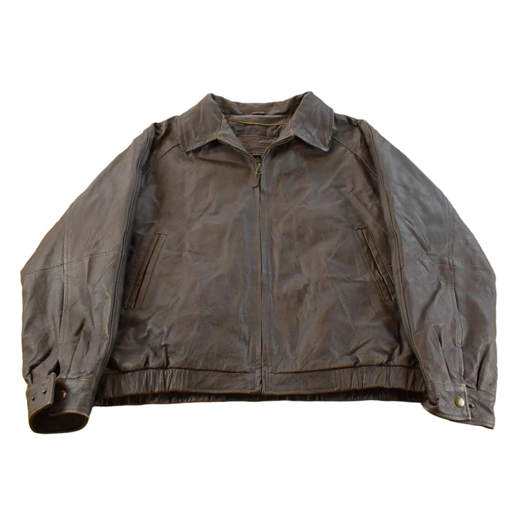 Vintage 1990s St. John's Bay Leather Bomber Jacket Men's Large