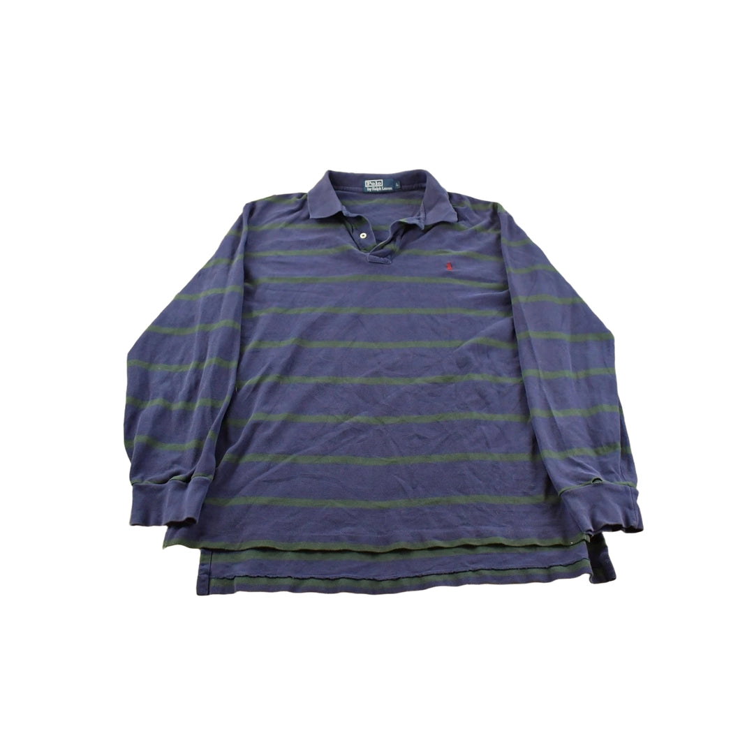 Vintage 1990s Polo Ralph Lauren Striped Long Sleeve Rugby Shirt Men's L
