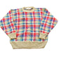 Vintage 1980s Crazy Horse Knit Plaid Crewneck Sweater Men's XS