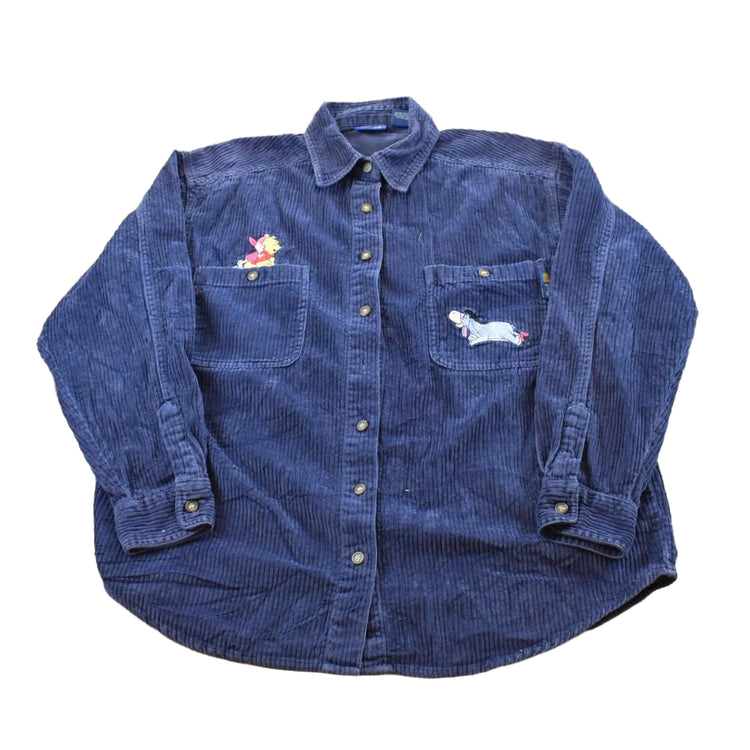 Vintage 1990s Winnie the Pooh Corduroy Button Up Shirt Women's XL
