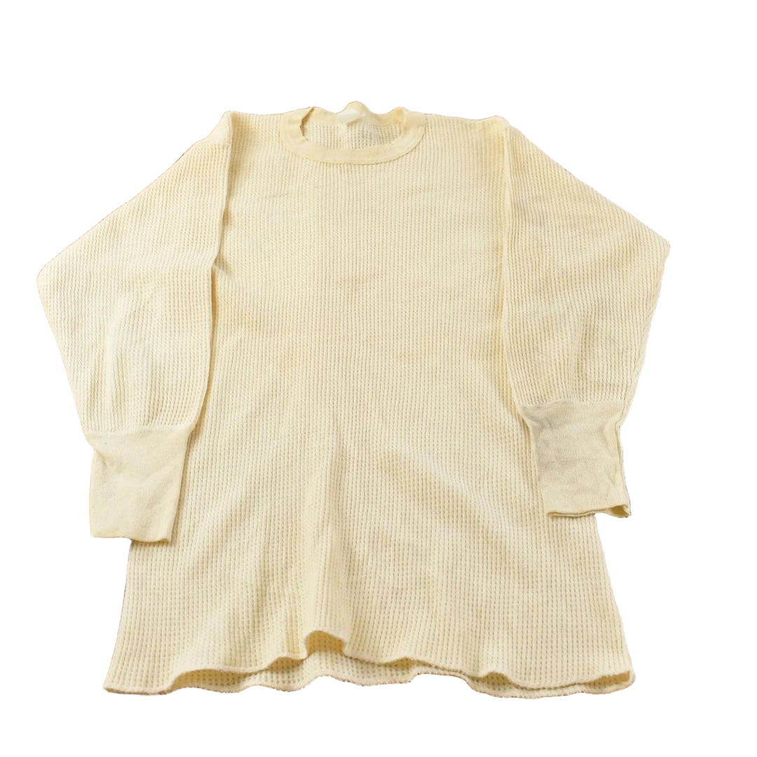 Vintage 1970s Thermal Waffle Knit Long Sleeve Shirt Men's M-L