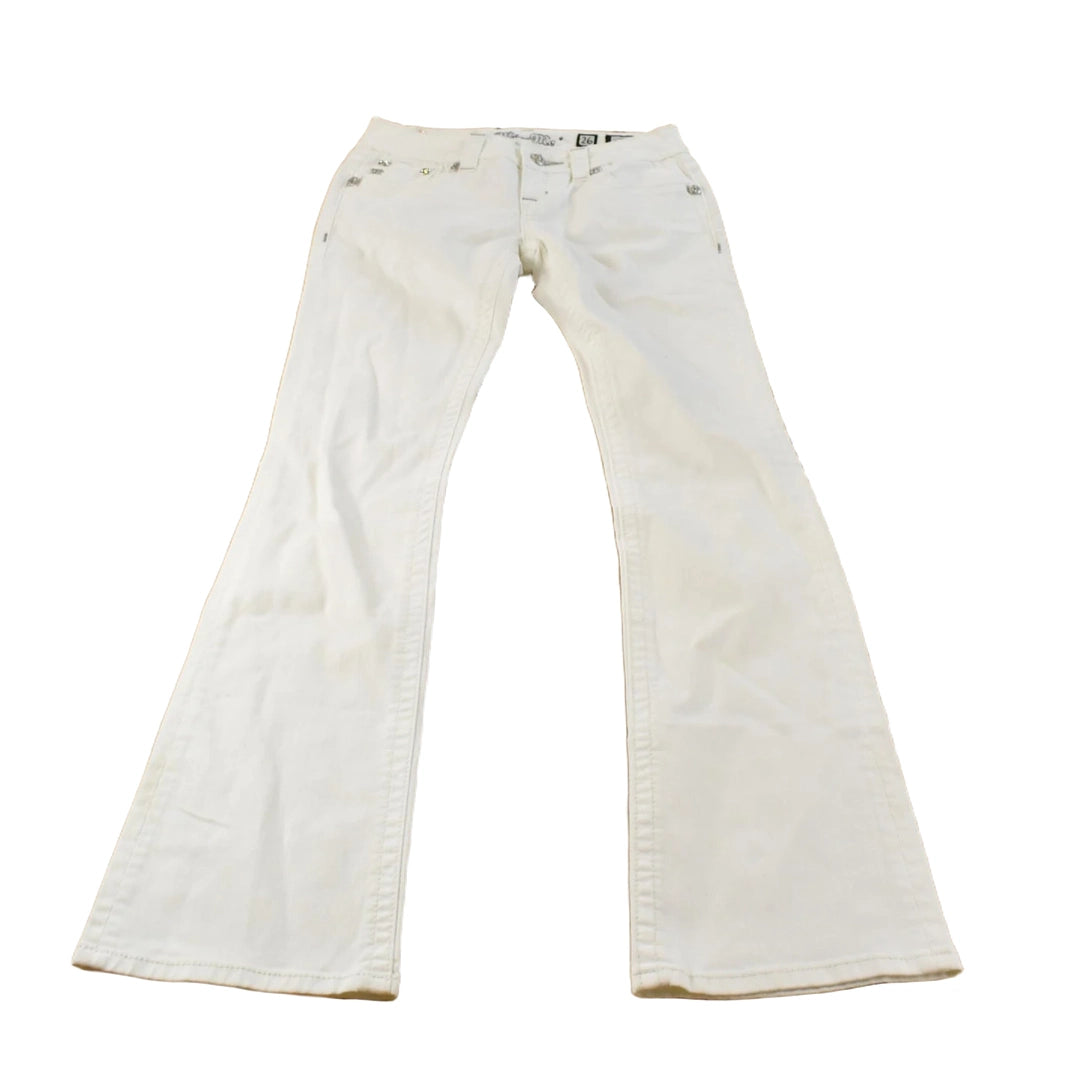 Vintage Y2K Miss Me White Bedazzled Low Rise Jeans Women's 28