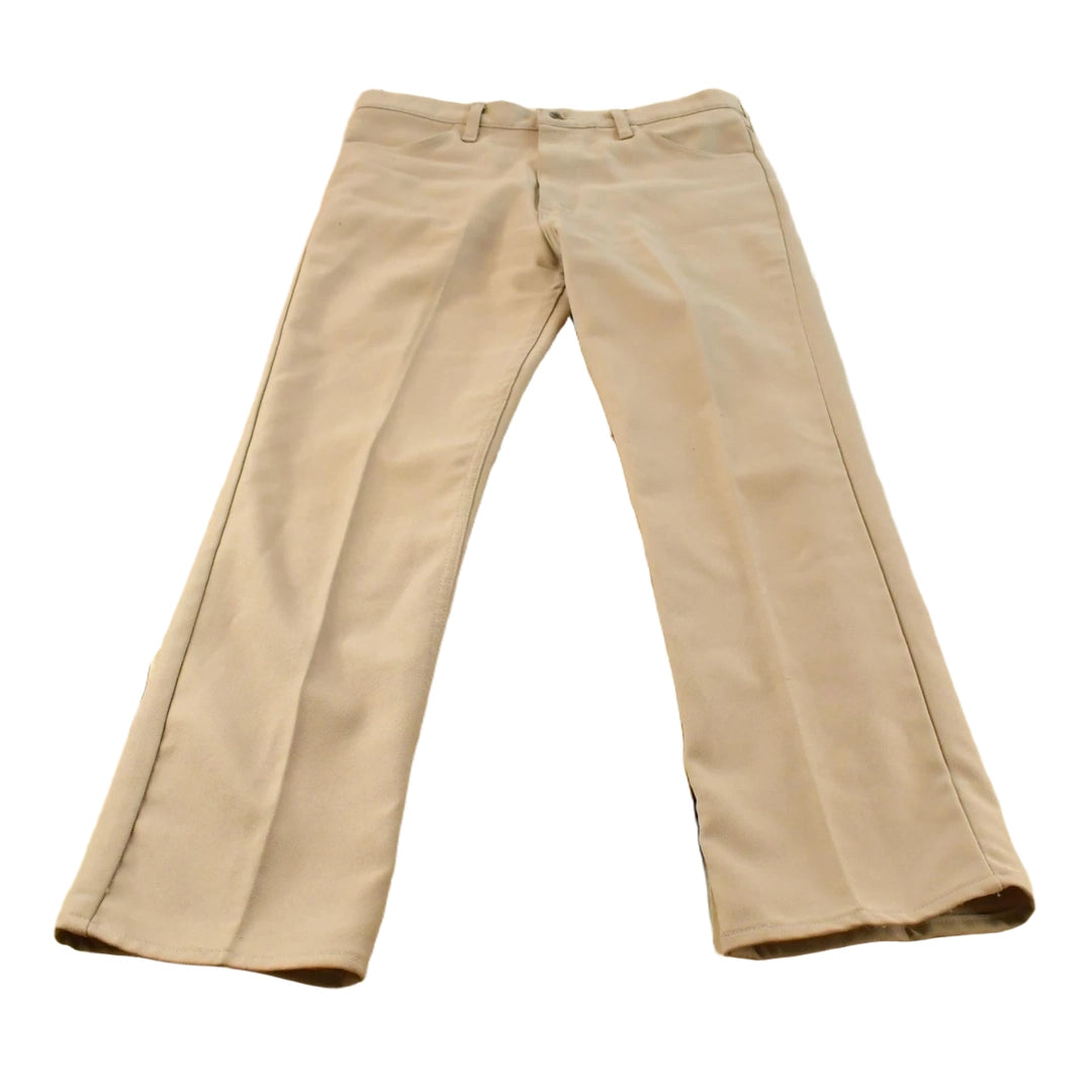 Vintage 80s Wrangler Cowboy Rancher Pants Pleated Beige Slacks Men's 35 x 31