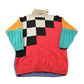 Vintage 1990s Together Checkered Turtle Neck Knit Sweater Womens S