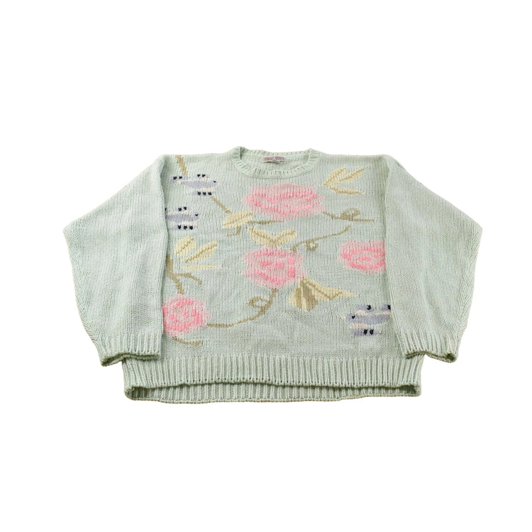Vintage 1990s Amanda Smith Knit Floral Sweater Women's L-XL