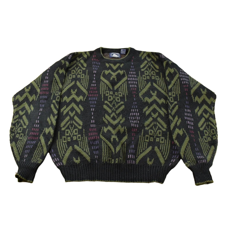 Vintage 1990s Atlantic Trader Abstract Knit Crewneck Sweater Mens XL