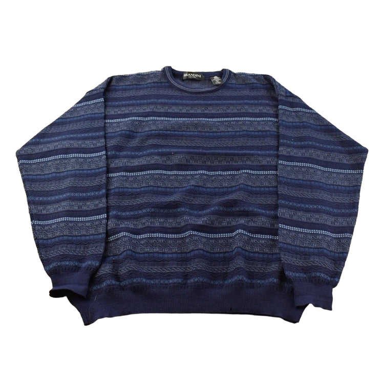 Vintage 1990s Brandini Wool Abstract Knit Crewneck Sweater Mens XL