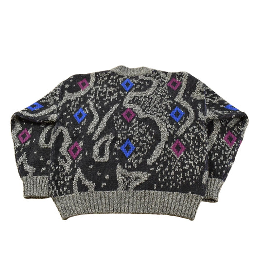 Vintage 1990s Abstract Wool Knit Crewneck Sweater Men's Small