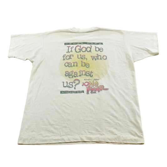 Vintage 1990s Know God No Fear Cedar Lake Christianity T-Shirt Men's L