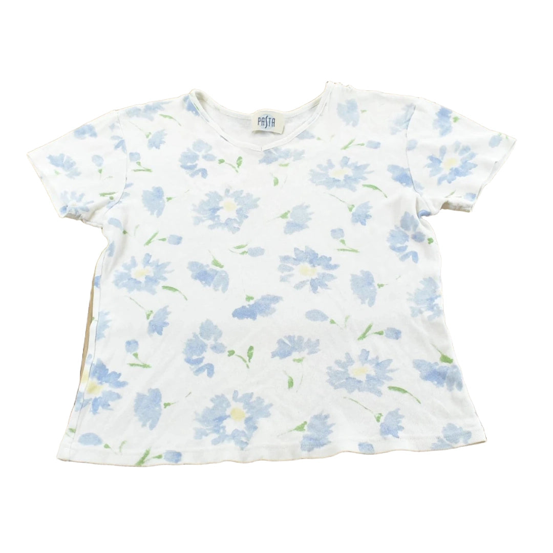 Vintage 1990s Pasta Flower Graphic Baby Tee T-Shirt Women's M