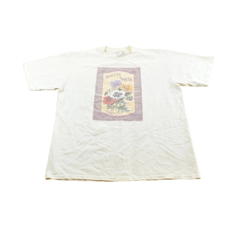Vintage 1990s Harris & Son Seed Co Poppies Flowers T-Shirt Men's XL