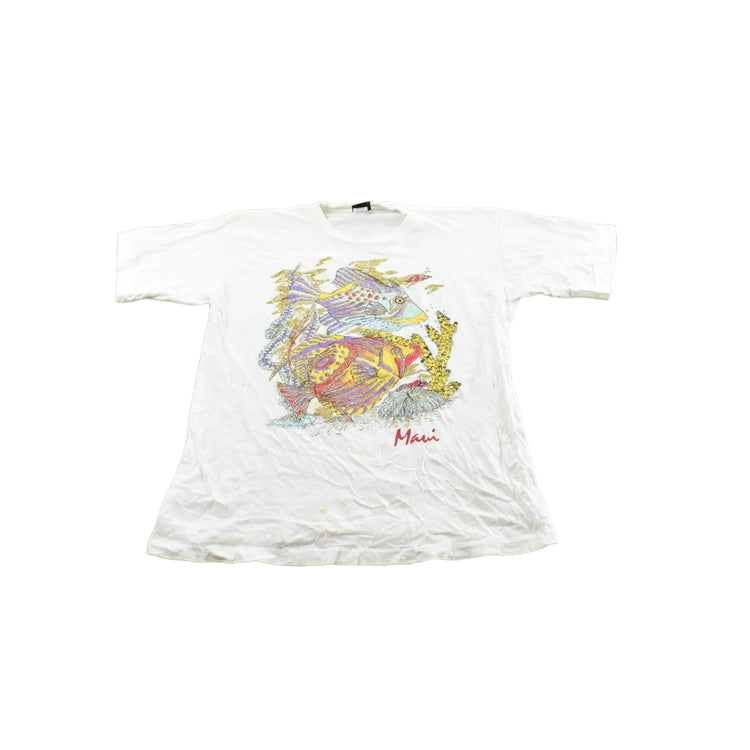 Vintage 1990s Maui Hawaii Diamond Dust Fish Graphic T-Shirt Men's L