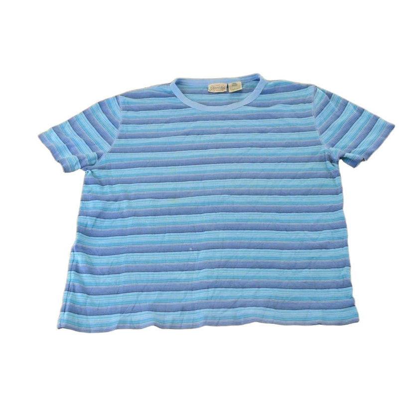 Vintage 1990s St Johns Bay Blue Striped T-Shirt Women's L