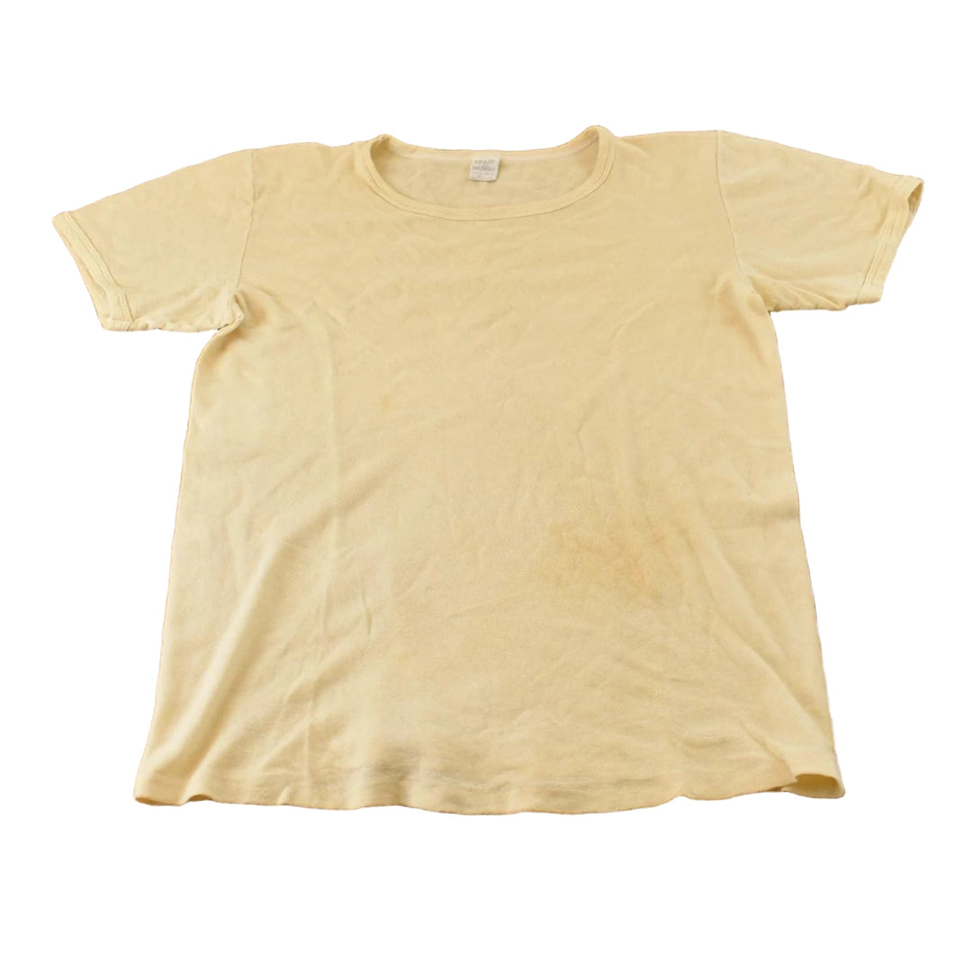 Vintage 1990s Fraly Wool Silk Blank Beige T Shirt Women's M