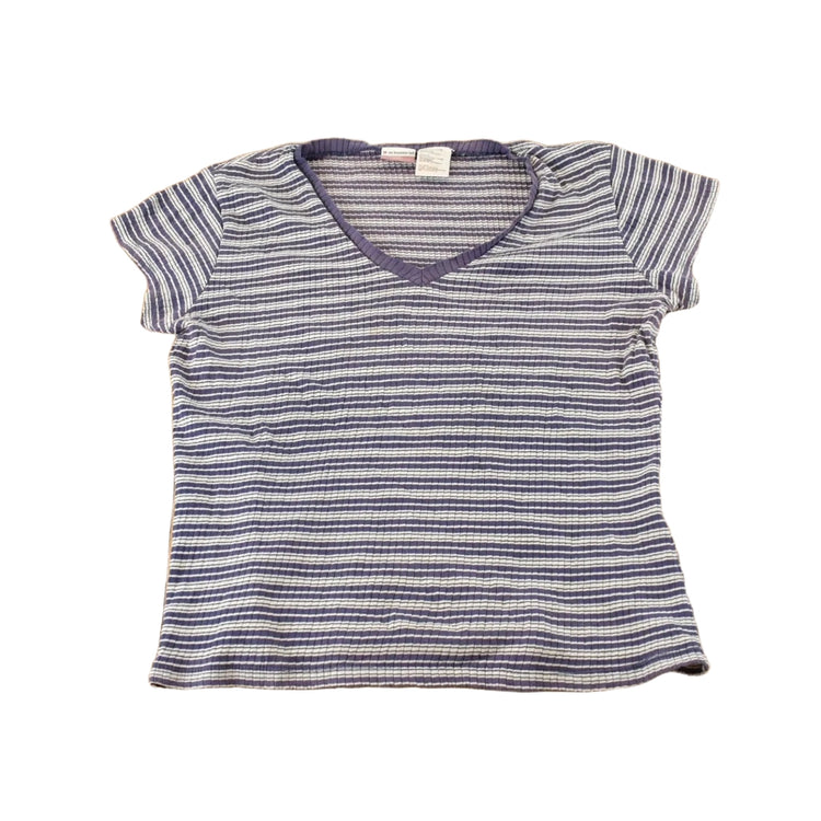 Vintage Y2K No Boundaries Purple Striped V-Neck T-Shirt Youth XL