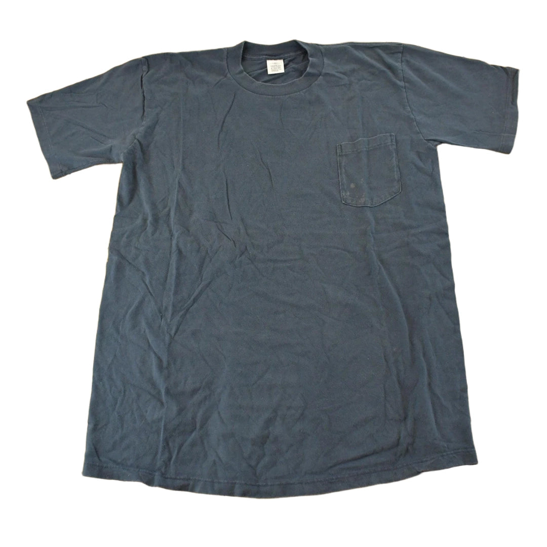 Vintage 1990s Towncraft Blank Navy Blue Pocket T-Shirt Men's L