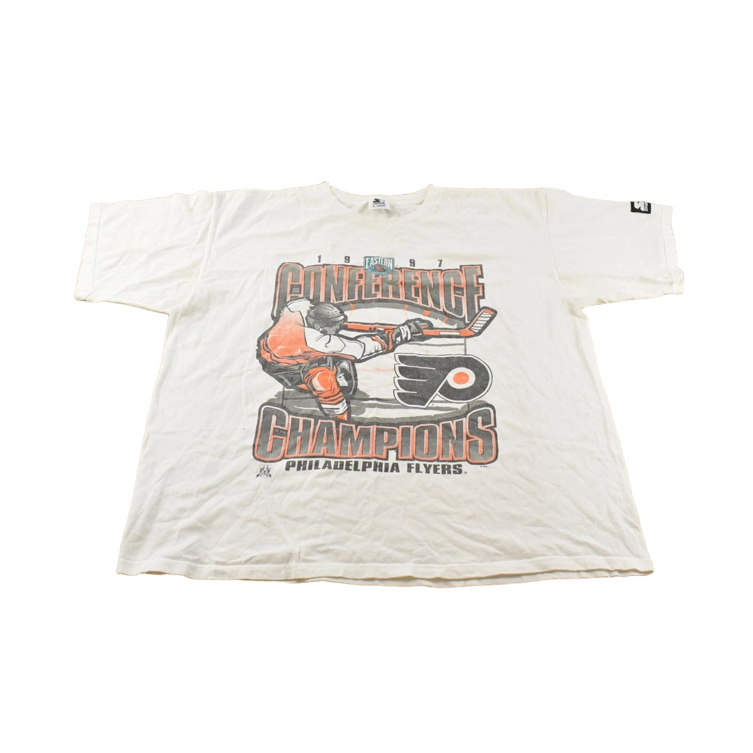 Vintage 1997 Philadelphia Flyers Eastern Conference Champions NHL Starter T-shirt Mens XL