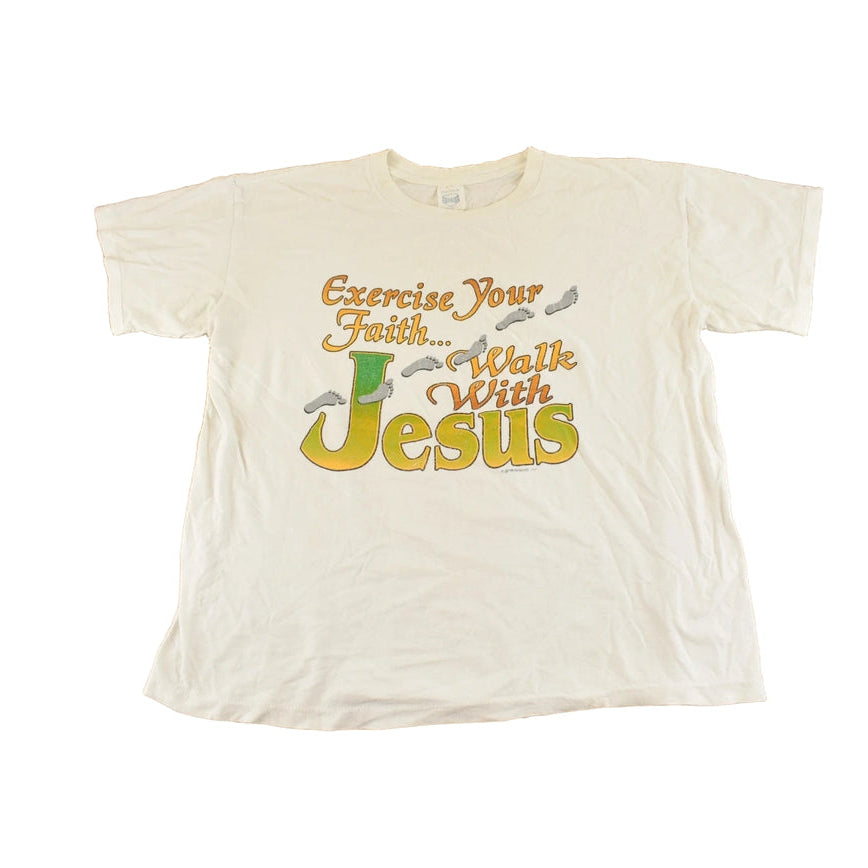 Vintage 1990s Exercise Your Faith Walk With Jesus T-Shirt Men's XL