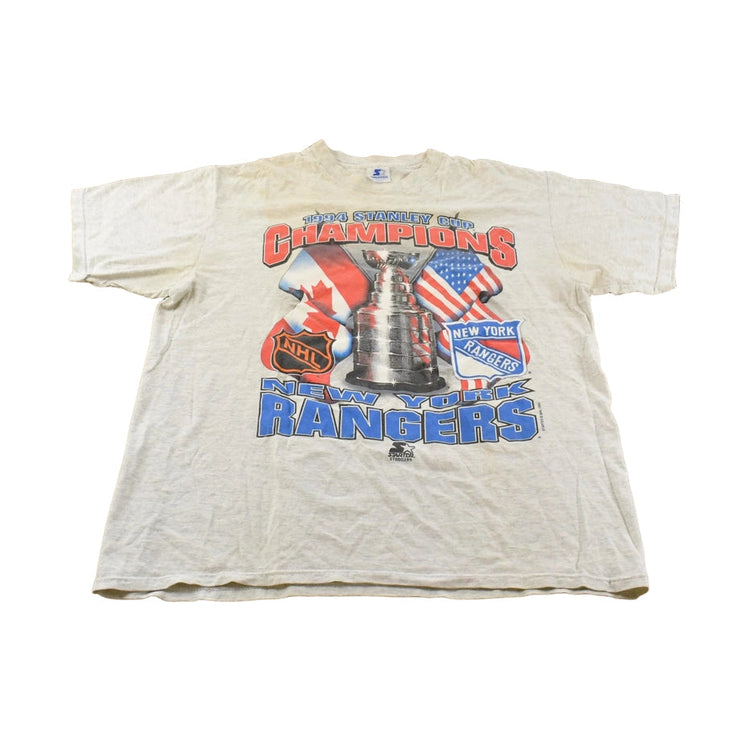 Vintage 1994 New York Rangers NHL Starter Stanley Cup Champions T-Shirt Men's Large