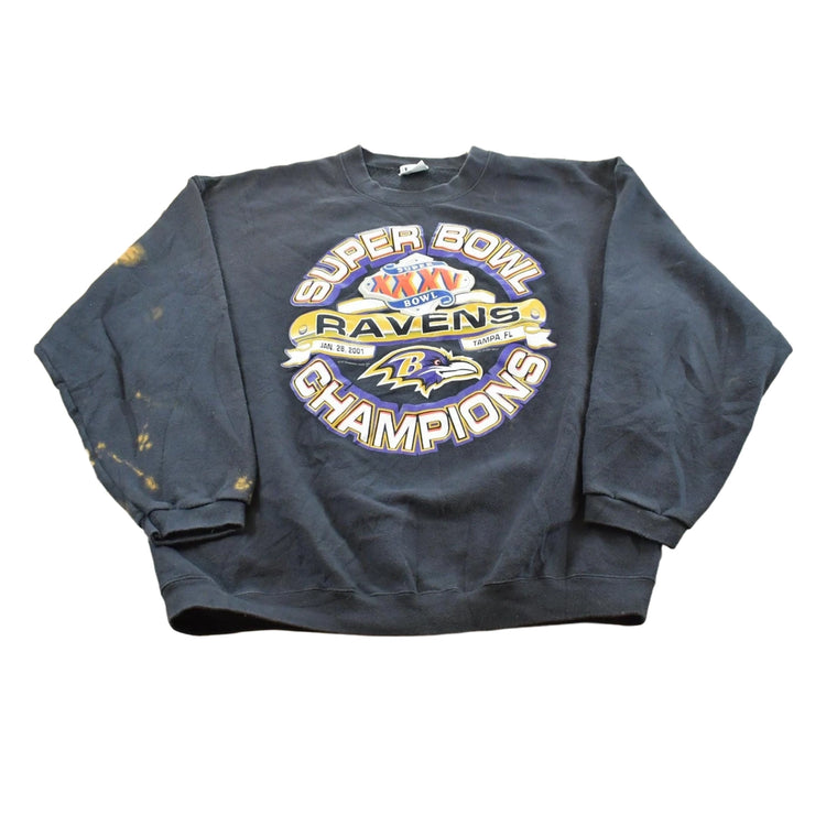 Vintage 2001 Lee Sport Baltimore Ravens Super Bowl 35 Champions NFL Crewneck Sweatshirt Men's L