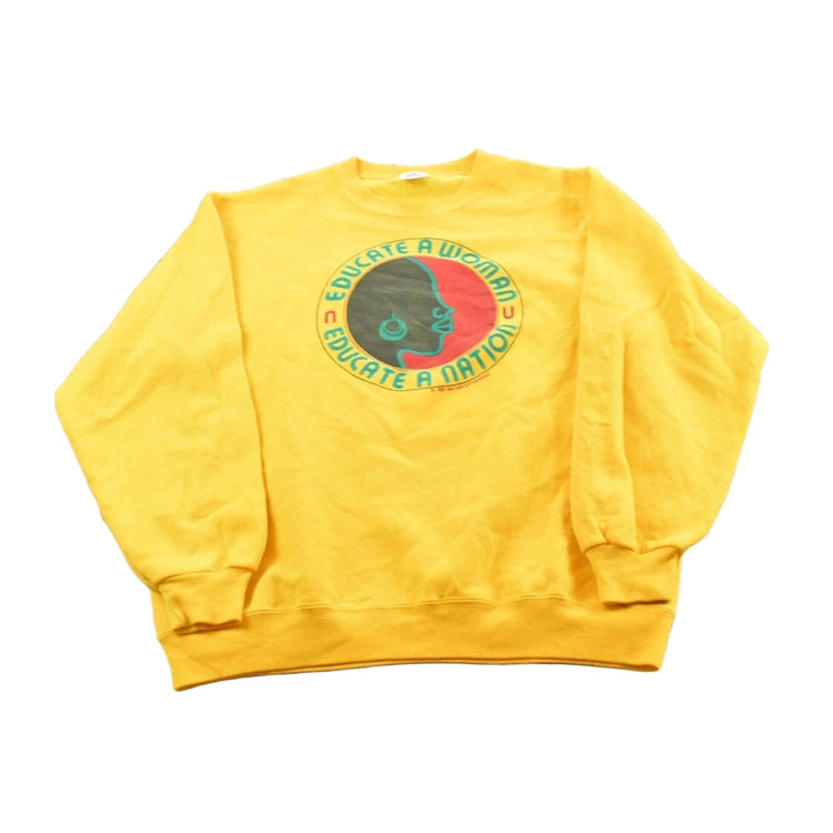 Vintage 1987 Educate A Woman Educate a Nation Feminism Crewneck Sweatshirt Men's L