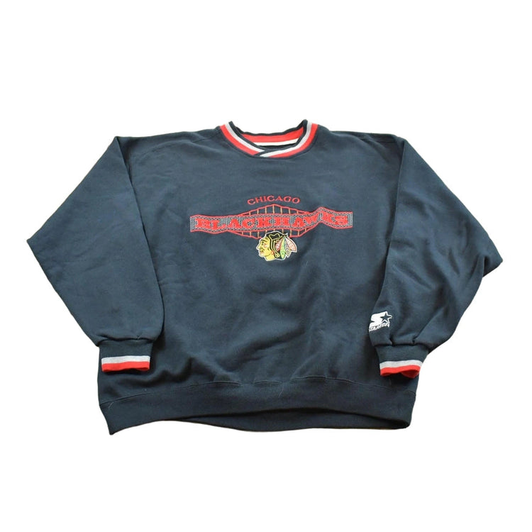 Vintage 1990s Starter Chicago Blackhawks NHL Hockey Embroidered Sweatshirt Men's L