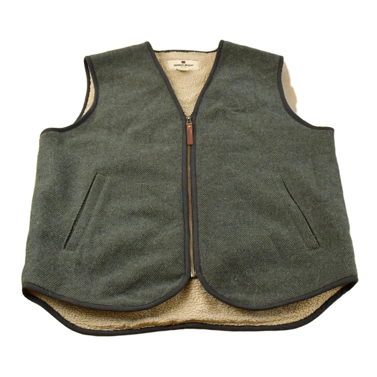 Vintage 1990s Woolrich Wool Full Zip Sherpa Lined Vest Jacket Men's Medium