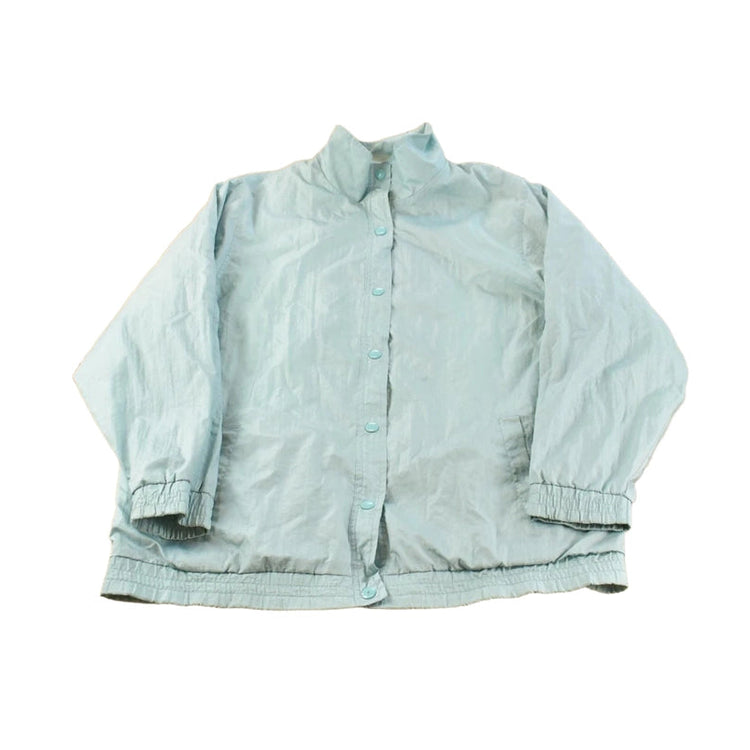 Vintage 1980s Light Blue Nylon Windbreaker Jacket Women's XL